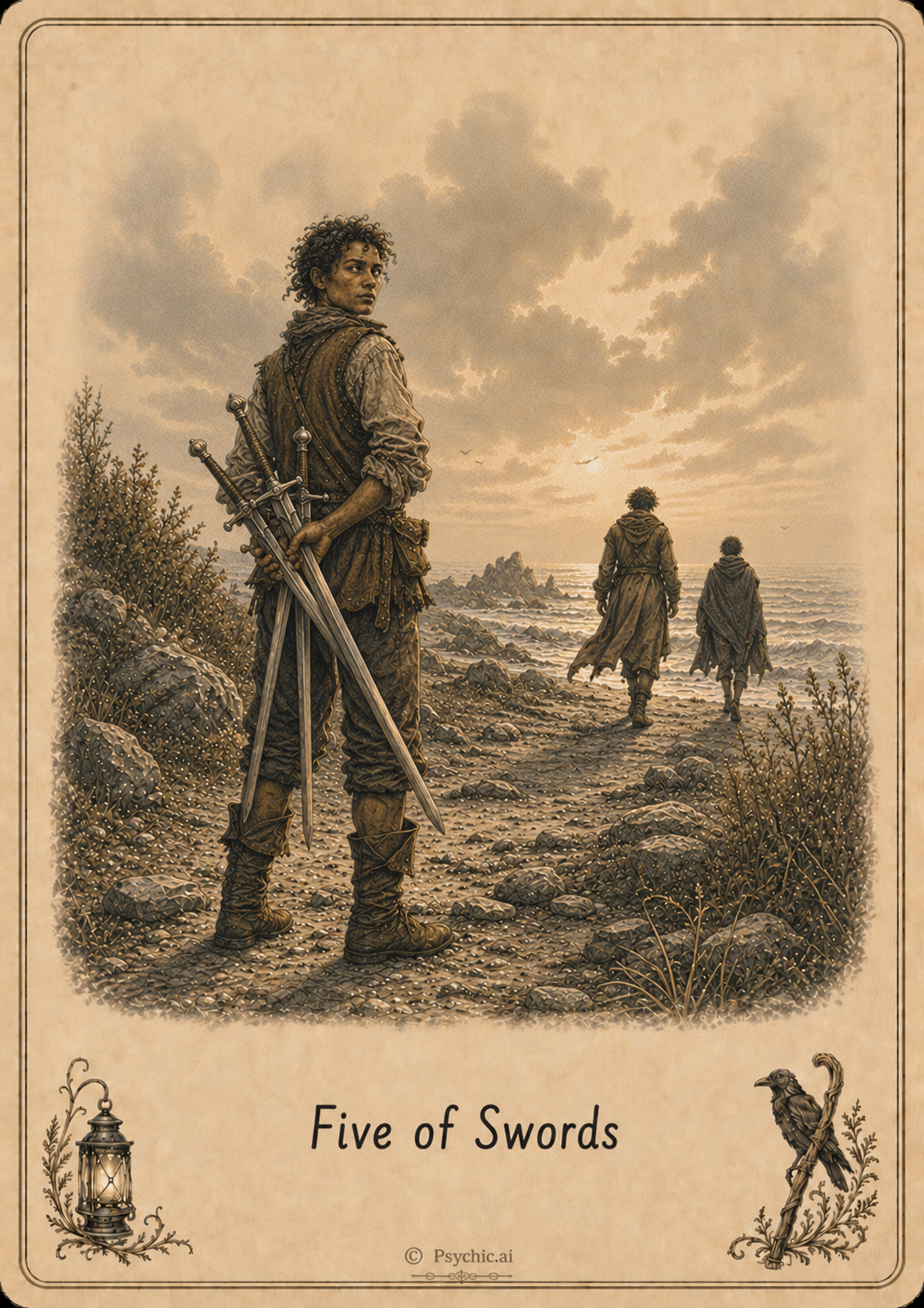 Five of Swords tarot card illustration